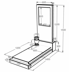Розміри Пам'ятник із мармуру великий одинарний з білого мармуру Волокас без різьблених робіт к12-vol-pf-120-60-08-001 фото № 1