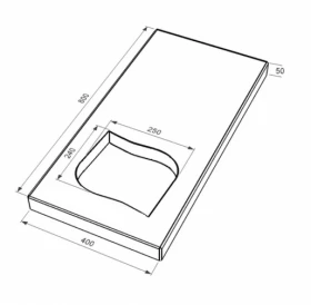 Розміри Надгробна плита маленька 800x400x50 з Токівського граніту із неполірованими фасками Лист ліва pl-tok-npf-pt-80-40-05-LISTOK-l фото № 1