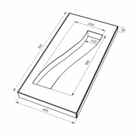 Розміри Надгробна плита права 800x400x50 з Токівського граніту з полірованими фасками Смуга pl-tok-pf-pt-80-40-05-POLOSA-r фото № 1