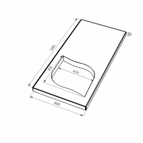 Размеры Надгробная плита на кладбище 1200x600x50 из гранита серия Лист с неполированными фасками с неполированными торцами Букинского карьера левые pl-buk-npf-npt-120-60-05-LISTOK-l фото № 1