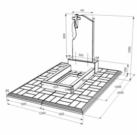 Розміри Гранітний пам'ятник з хрестом різьблена робота одинарний із чорного граніту Коростишів з плащаницею різьблений к2-kor-pf-80-40-05-142-pbd1 фото № 1