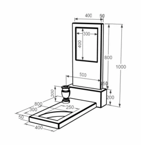 Розміри Пам'ятник із мармуру висотою 100 см одинарний з білого мармуру Волокас з вирізаним куточком к9-vol-pf-80-40-05-001 фото № 1