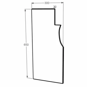 Размеры Пластина вставка на памятник для портрета и надписей на могилу 300x650x20 фигурная с Ивано-Долинского карьера ptk-baz-pf-pt-65-30-02-142-r фото № 1