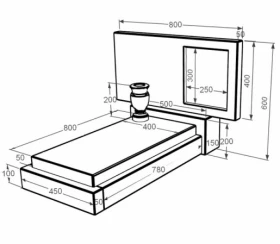 Розміри Мармуровий пам'ятник одинарний з бежевого мармуру Дайна без різьблених робіт к12-dan-pf-40-80-05-001 фото № 1