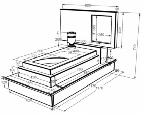 Розміри Пам'ятник із мармуру для дівчини одинарний з білого мармуру Волокас з вирізаним куточком к24-vol-pf-40-80-05-001-ck фото № 1