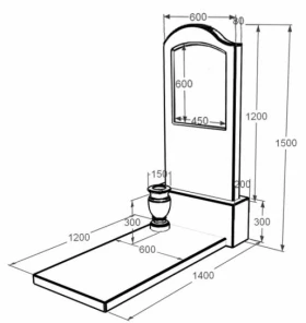 Розміри Мармуровий пам'ятник із мармуру Волокас одинарний фігурний різьблений к7-vol-pf-120-60-08-011-l фото № 1