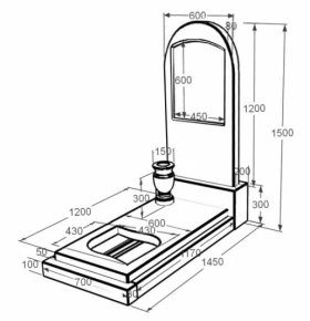 Розміри Мармуровий пам'ятник висотою 150 см одинарний з білого мармуру Волокас з листом різьблена робота з полукруглою стелою к13-vol-pf-120-60-08-006 фото № 1
