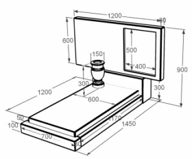 Размеры Памятник из мрамора высотой 90 см одинарный из мрамора Дайна без резных работ к12-dan-pf-60-120-08-001 фото № 1