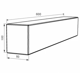 Размеры Брус для цветника и гробницы 600x100x80 из гранита лицевой (тыльный) с полированными фасками из Токовского гранита br-tok-pf-60-10-08 фото № 1