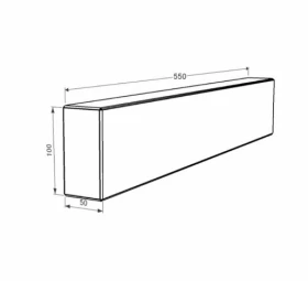 Размеры Брус для цветника и гробницы лицевой (тыльный) 550x100x50 из гранита с неполированными фасками из Токовского гранита br-tok-npf-55-10-05 фото № 1