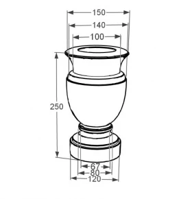 Розміри Ваза на пам'ятник коричнева висотою 20 см з граніту Токовський vz-tok-25-15 фото № 1