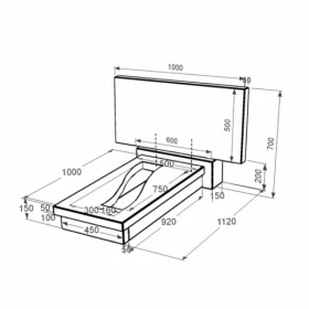 Розміри Гранітний пам'ятник висотою 70 см одинарний із чорного граніту Коростишів з вирізаною смугою к23-kor-npf-50-100-08-001 фото № 1