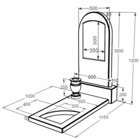 Розміри Мармуровий пам'ятник на одного з мармуру Дайна з вирізаним куточком к9-dan-pf-100-50-08-006 фото № 1