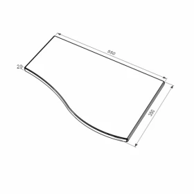 Размеры Плита на цветник могилы толщиной 2 см Д/Ш/Т 550x350x20 из гранита серия Волна одинарная короткая с неполированными фасками Букинского карьера левые pnk-buk-npf-55-35-02-r фото № 1