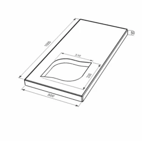 Розміри Надгробна плита бежевого кольору 1000x500x50 з мармуру Дайна з полірованими фасками серія Лист права pl-dan-pf-pt-100-50-05-LISTOK-r фото № 1