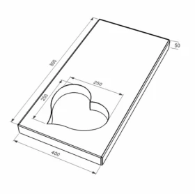 Размеры Надгробная плита с сердцем резная работа 800x400x50 из Токовского гранита с полированными фасками Сердце правая pl-tok-pf-pt-80-40-05-SERCE-r фото № 1