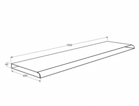 Розміри Гранітне підвіконня сірий Покост 1500x400x40 Покостівський граніт pdvor-pok-pf-150-40-04 фото № 1