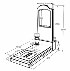 Розміри Мармуровий пам'ятник з формою хвилі одинарний з мармуру Дайна к13-dan-pf-120-60-08-011-l фото № 1