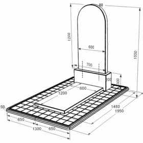 Розміри Пам'ятник із граніту дівчинам одинарний із чорного граніту Коростишів з полукруглою стелою к7-kor-pf-120-60-08-006-pbd3 фото № 1