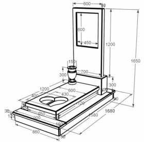 Розміри Надгробок з мармуру широкий одинарний з білого мармуру Волокас з серцем різьблена робота к11-vol-pf-120-60-08-001-ck фото № 1