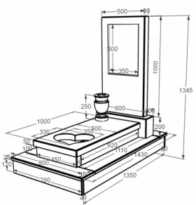 Розміри Мармуровий пам'ятник без різьблених робіт одинарний з мармуру Дайна к12-dan-pf-100-50-08-001-ck фото № 1