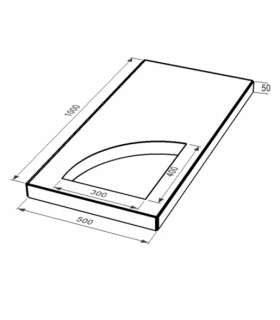 Розміри Надгробна плита з вирізаним куточком 1000x500x50 з граніту плита Куточок із неполірованими фасками з полірованими торцями Коростишівського кар'єру праві pl-kor-npf-pt-100-50-05-KUT-r фото № 1