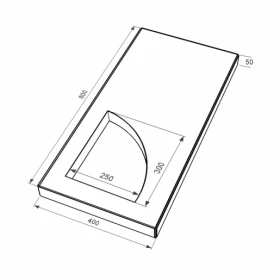 Размеры Надгробная плита с вырезанным уголком 800x400x50 из гранита плита Уголок с неполированными фасками с полированными торцами Букинского карьера левые pl-buk-npf-pt-80-40-05-KUT-l фото № 1