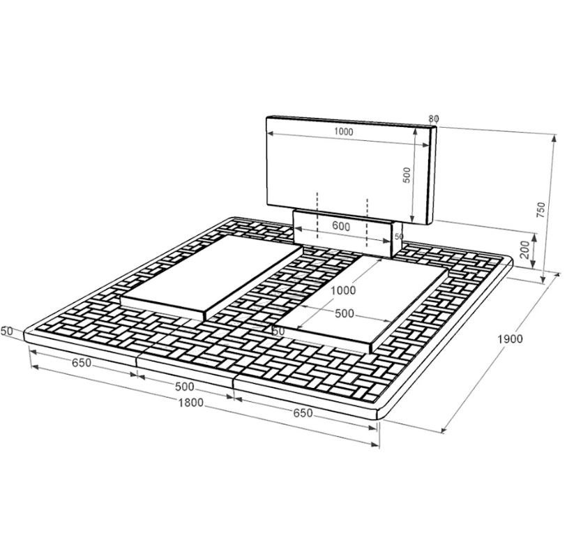 Розміри Гранітний пам'ятник без різьблених робіт подвійний із чорного граніту Коростишів к17-kor-pf-50-100-08-001-pbd2