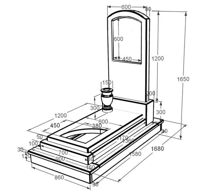 Розміри Мармуровий пам'ятник для жінок одинарний з білого мармуру Волокас з вирізаним куточком к24-vol-pf-120-60-08-009-ck