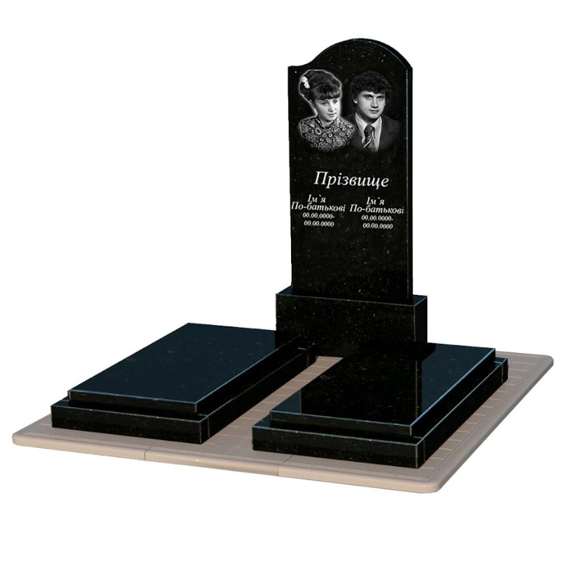 Основное Памятник из гранита элитный двойной из черного гранита Коростышев с волной резной к21-kor-pf-120-60-08-011-r-pbd3