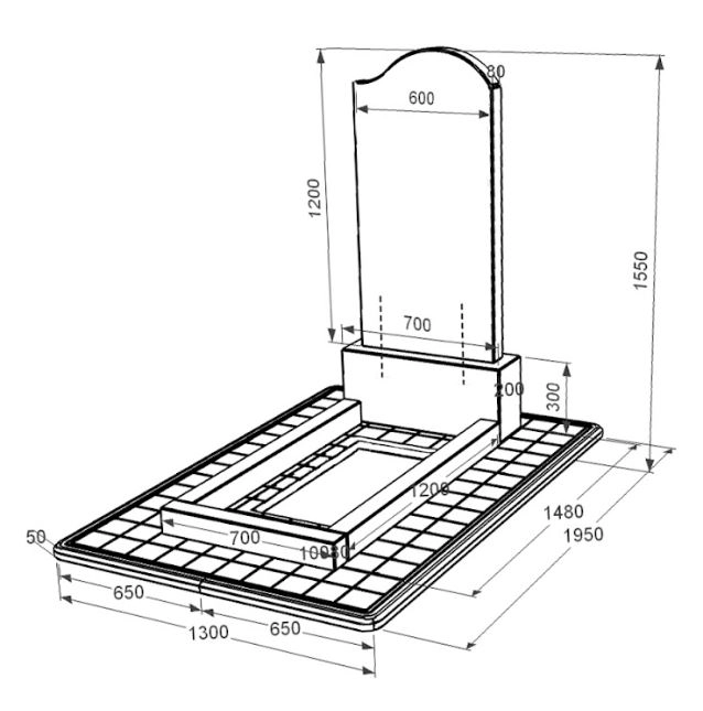 Розміри Гранітний пам'ятник з квітником без плити одинарний із чорного граніту Коростишів з хвилею різьблений к2-kor-npf-120-60-08-011-r-pbd3