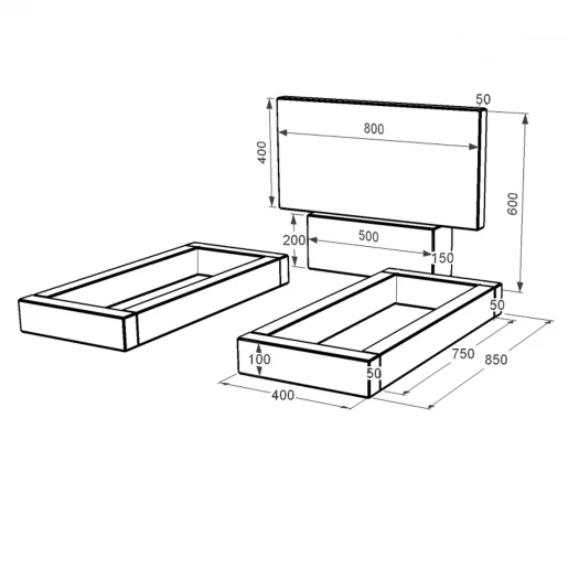 Розміри Гранітний пам'ятник горизонтальний подвійний із чорного граніту Коростишів без різьблених робіт к14-kor-npf-40-80-05-001