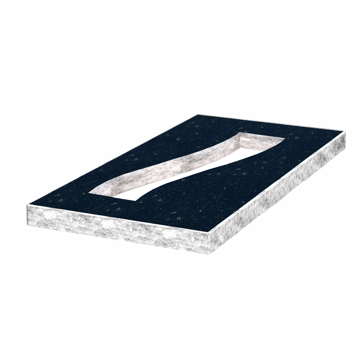 Основне Надгробна плита габро 1000x500x50 з граніту Коростишівського кар'єру із неполірованими фасками Смуга права pl-kor-npf-npt-100-50-05-POLOSA-r