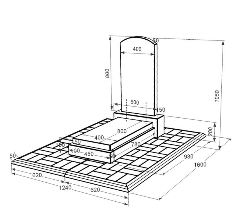 Розміри Гранітний пам'ятник габро одинарний із чорного граніту Коростишів з дугою різьблений к12-kor-pf-80-40-05-009-pbd1