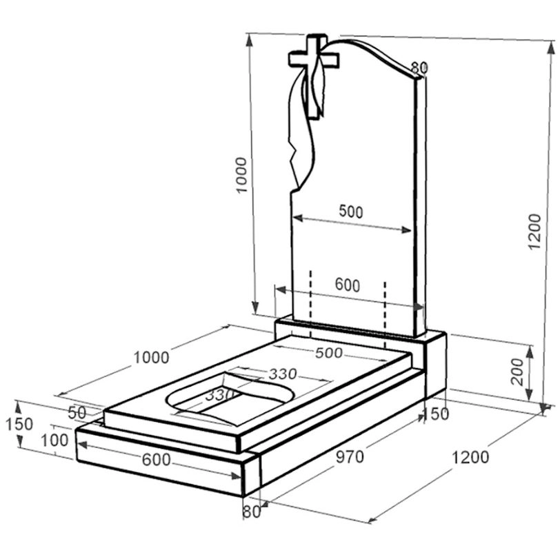 Розміри Гранітний пам'ятник доньці одинарний із чорного граніту Коростишів з листом різьблена робота к13-kor-npf-100-50-08-142