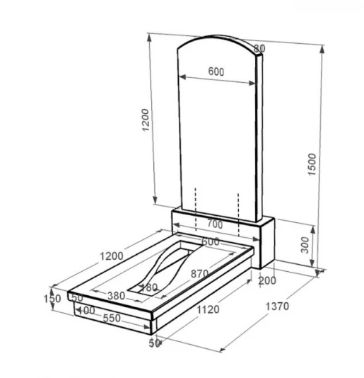 Размеры Гранитный памятник для папы одинарный из черного гранита Коростышев с вырезанной полосой к23-kor-pf-120-60-08-009