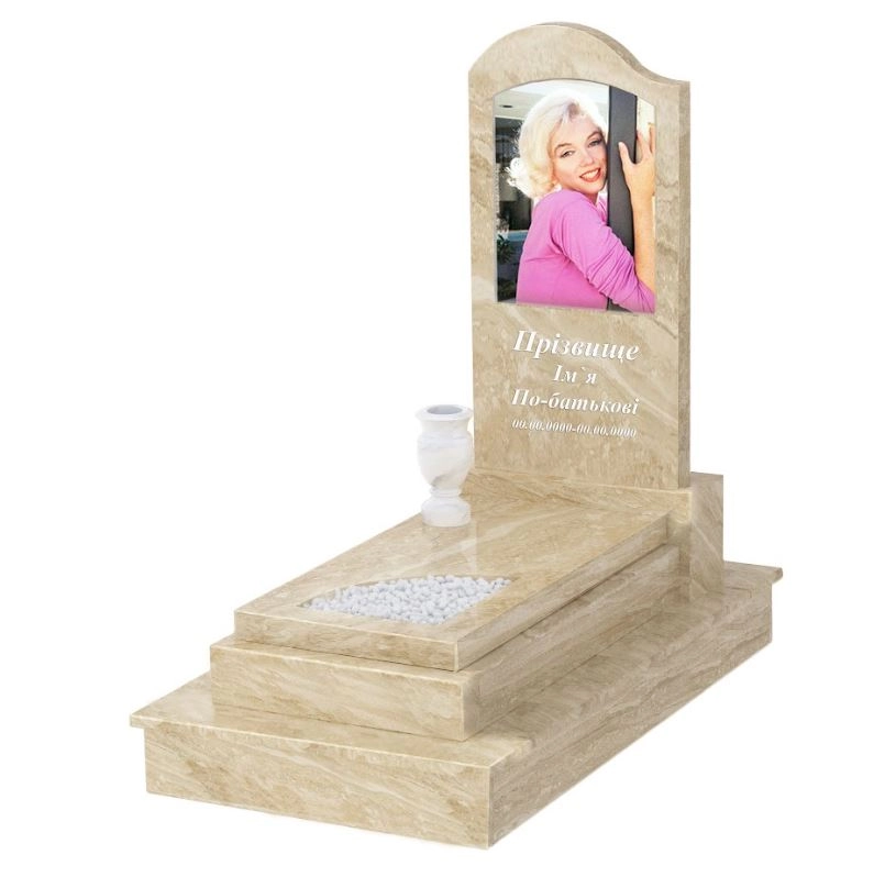 Основне Пам'ятник із мармуру з цоколем одинарний з мармуру Дайна з вирізаним куточком к24-dan-pf-80-40-05-011-ck