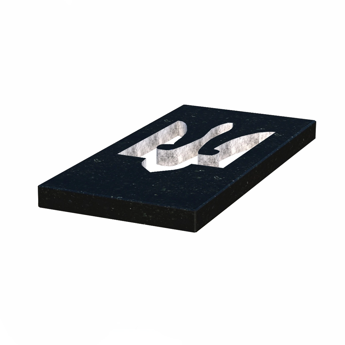 Основне Надгробна плита (замість квітника) товщиною 5 см з граніту плита Тризуб з полірованими фасками Коростишівського кар'єру pl-kor-pf-pt-80-40-05-TRIZUB