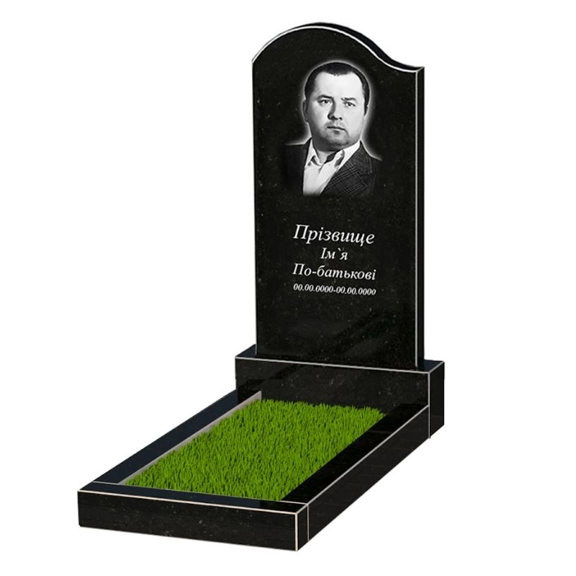 Основное Памятник из гранита производство Украина одинарный из черного гранита Коростышев с волной резной к2-kor-npf-100-50-08-011