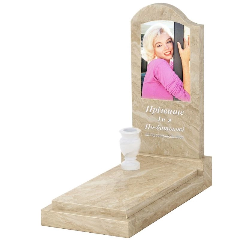 Основне Мармуровий пам'ятник вертикальний одинарний з мармуру Дайна к12-dan-pf-100-50-08-011-l