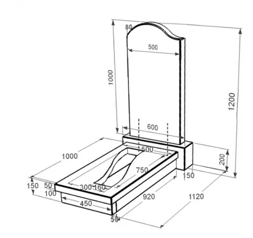 Размеры Гранитный памятник с черной стелой одинарный из черного гранита Коростышев с волной резной к23-kor-npf-100-50-08-011