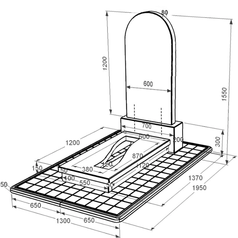 Размеры Памятник из гранита с вырезанной полосой одинарный из черного гранита Коростышев с полукруглой стелой к23-kor-npf-120-60-08-006-pbd3