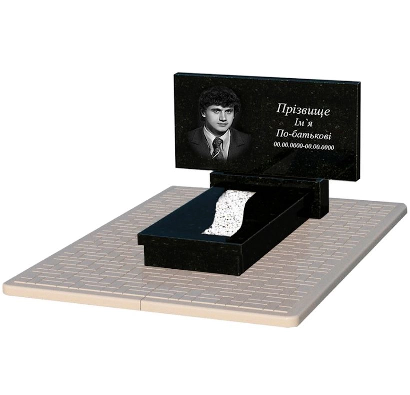 Основне Гранітний пам'ятник з вирізаною смугою одинарний із чорного граніту Коростишів к23-kor-pf-50-100-08-001-pbd2