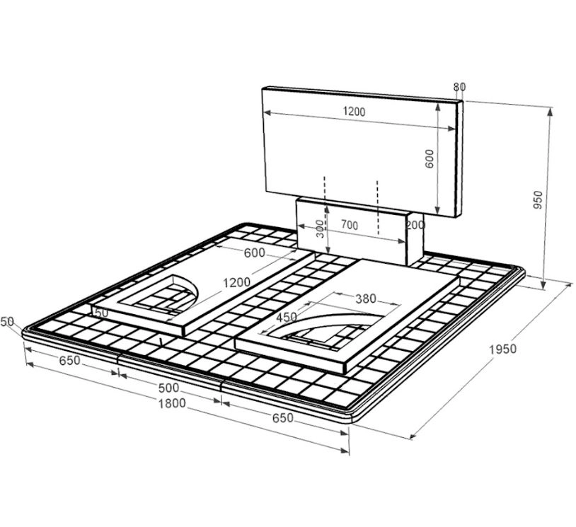 Розміри Надгробок із граніту з надгробною плитою подвійний із чорного граніту Коростишів з вирізаним куточком к18-kor-pf-60-120-08-001-pbd3