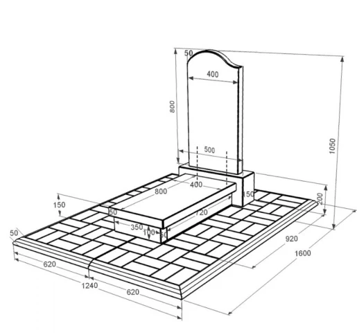 Розміри Гранітний пам'ятник фігурний одинарний із чорного граніту Коростишів з хвилею різьблений к10-kor-npf-80-40-05-011-l-pbd1