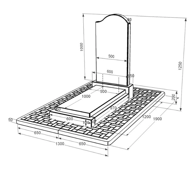 Розміри Гранітний надгробок від виробника Україна одинарний із чорного граніту Коростишів з хвилею різьблений к12-kor-pf-100-50-08-011-r-pbd2
