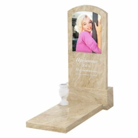 Мармуровий пам'ятник у формі дуги одинарний з мармуру Дайна к7-dan-pf-80-40-05-009