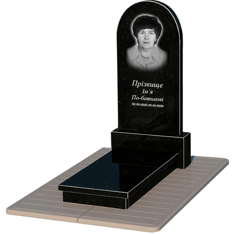 Основное Памятник из гранита на одного из черного гранита Коростышев с полукруглой стелой к10-kor-npf-120-60-08-006-pbd3