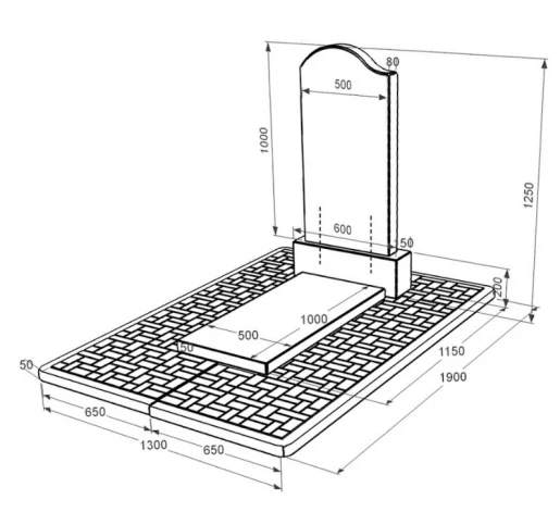 Розміри Пам'ятник на цвинтар з граніту юнакам одинарний із чорного граніту Коростишів з хвилею різьблений к7-kor-npf-100-50-08-011-l-pbd2