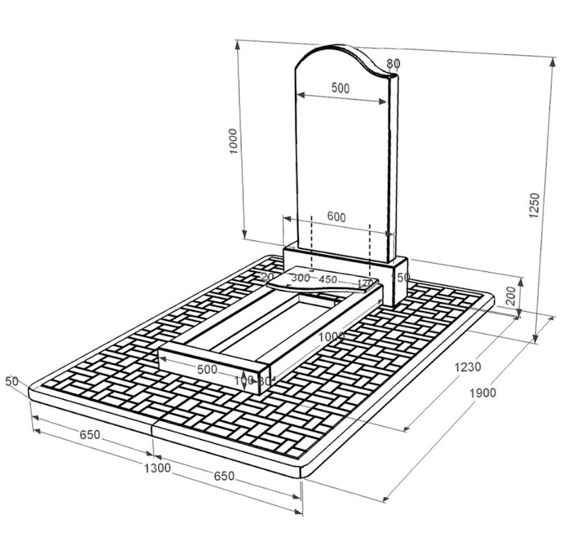 Розміри Надгробний пам'ятник із граніту мамі одинарний із чорного граніту Коростишів з хвилею різьблений к4-kor-pf-100-50-08-011-pbd2